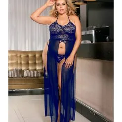 LOVE AND VIBES Nuisette Longue élégante Deux Pièces -Sextoys boutique nuisette longue elegante deux pieces 14