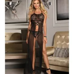 LOVE AND VIBES Nuisette Longue élégante Deux Pièces -Sextoys boutique nuisette longue elegante deux pieces 8