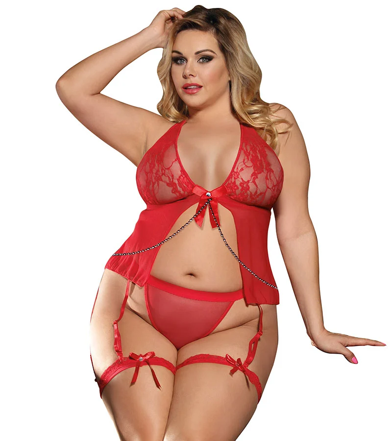 LOVE AND VIBES Nuisette Ouverte Effet Jarretelle 3 LOVE AND VIBES Nuisette Ouverte Effet Jarretelle – Image 3