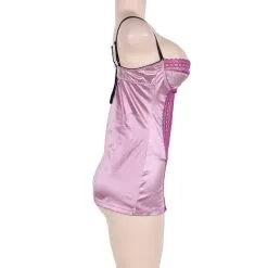 LOVE AND VIBES Nuisette Rose Effet Satin Sexy -Sextoys boutique nuisette rose effet satin sexy 10