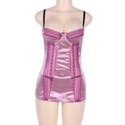 LOVE AND VIBES Nuisette Rose Effet Satin Sexy -Sextoys boutique nuisette rose effet satin sexy 9