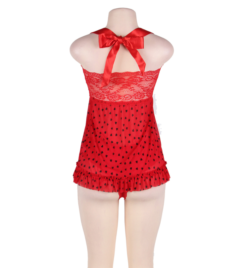 LOVE AND VIBES Nuisette Rouge Coeur Léopard 9 LOVE AND VIBES Nuisette Rouge Coeur Léopard – Image 9