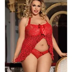 LOVE AND VIBES Nuisette Rouge Coeur Léopard 12 LOVE AND VIBES Nuisette Rouge Coeur Léopard -Sextoys boutique nuisette rouge coeur leopard 5