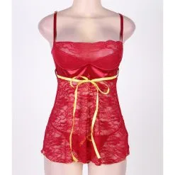 LOVE AND VIBES Nuisette Rouge Ruban D'or 19 LOVE AND VIBES Nuisette Rouge Ruban D'or -Sextoys boutique nuisette rouge ruban d or 10