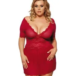 LOVE AND VIBES Nuisette Rouge Transparente -Sextoys boutique nuisette rouge transparente 5