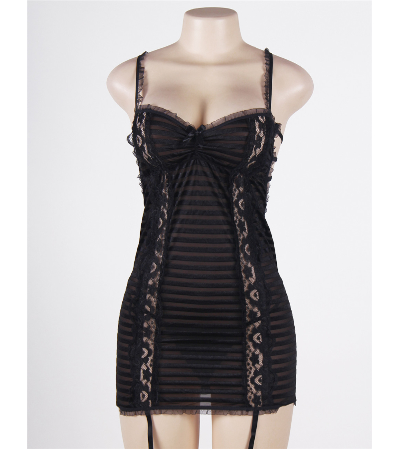 LOVE AND VIBES Nuisette Sexy à Rayures Horizontales 6 LOVE AND VIBES Nuisette Sexy à Rayures Horizontales – Image 6