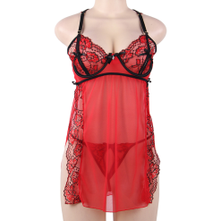 LOVE AND VIBES Nuisette Sexy Fendue à Dentelle Et Rubans -Sextoys boutique nuisette sexy fendue a dentelle et rubans 7