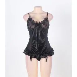 LOVE AND VIBES Nuisette Sexy Noire à Broderie -Sextoys boutique nuisette sexy noire a broderie 11