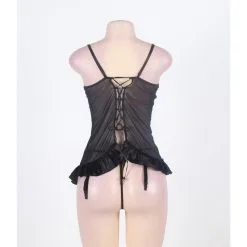 LOVE AND VIBES Nuisette Sexy Noire à Broderie -Sextoys boutique nuisette sexy noire a broderie 12