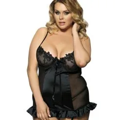 LOVE AND VIBES Nuisette Sexy Noire à Broderie -Sextoys boutique nuisette sexy noire a broderie 7