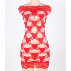 LOVE AND VIBES Nuisette Sexy Rouge à Motifs En Forme De Coeur -Sextoys boutique nuisette sexy rouge a motifs en forme de coeur 9