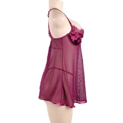 LOVE AND VIBES Nuisette Sexy Satin Pourpre -Sextoys boutique nuisette sexy satin pourpre 10