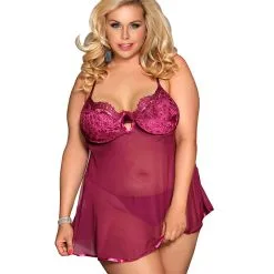 LOVE AND VIBES Nuisette Sexy Satin Pourpre -Sextoys boutique nuisette sexy satin pourpre 5