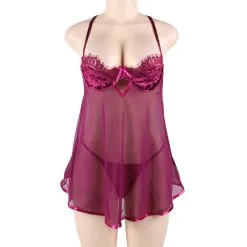 LOVE AND VIBES Nuisette Sexy Satin Pourpre -Sextoys boutique nuisette sexy satin pourpre 9