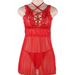 LOVE AND VIBES Nuisette Transparente Décolleté Dentelle à Lacets -Sextoys boutique nuisette transparente decollete dentelle a lacets 14