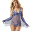 LOVE AND VIBES Nuisette Transparente Voile Bleu