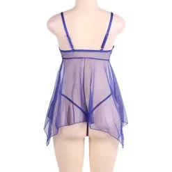 LOVE AND VIBES Nuisette Transparente Voile Bleu -Sextoys boutique nuisette transparente voile bleu 8