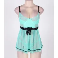 LOVE AND VIBES Nuisette Turquoise Sexy à Ruban Noir -Sextoys boutique nuisette turquoise sexy a ruban noir 10