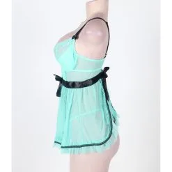 LOVE AND VIBES Nuisette Turquoise Sexy à Ruban Noir -Sextoys boutique nuisette turquoise sexy a ruban noir 11