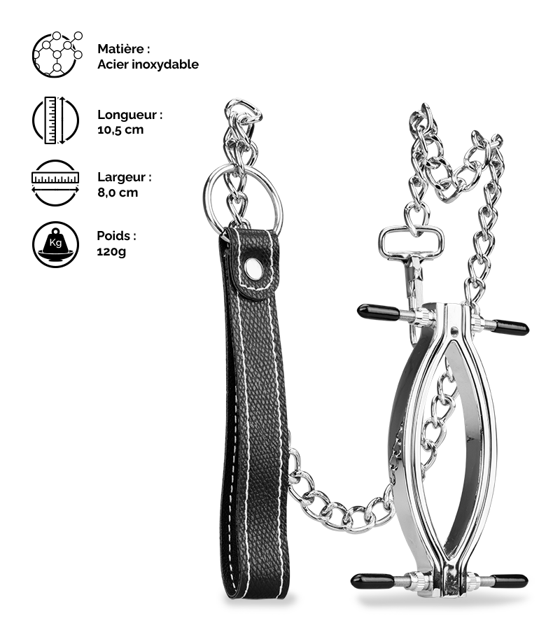 LOVE AND VIBES Pince à Vagin En Acier Inoxydable + Laisse 2 LOVE AND VIBES Pince à Vagin En Acier Inoxydable + Laisse – Image 2